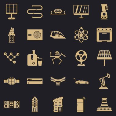 Elektrik mavi simgeler kümesi, basit tarzı