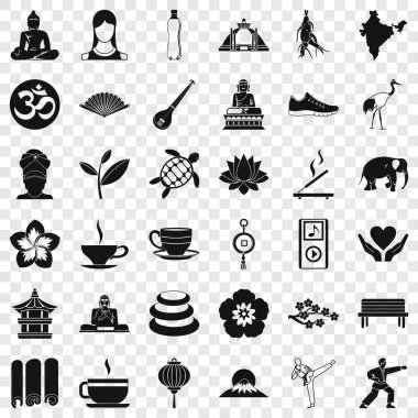 Yoga mat Icons set, basit tarzı