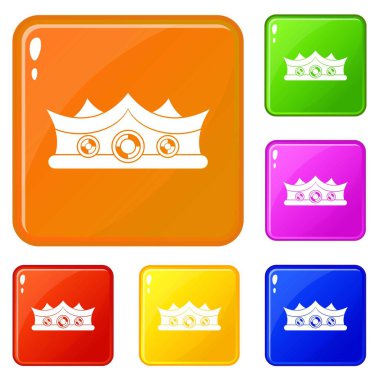 Kral taç simgeler vektör renk ayarla