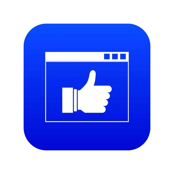 Hand met duim omhoog in browser pictogram Digitaal blauw — Stockvector