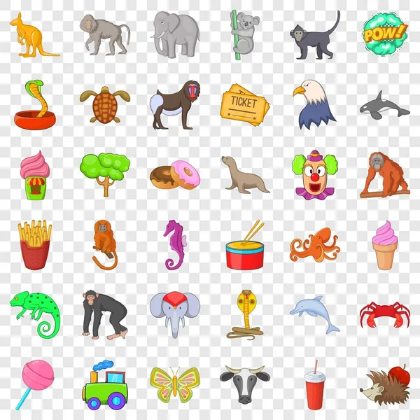 İyi Hayvanat Bahçesi Icons set, karikatür tarzı