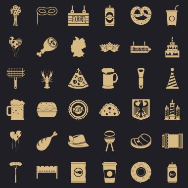 Bira tatil Icons set, basit tarzı