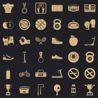 Zor boks Icons set, basit tarzı