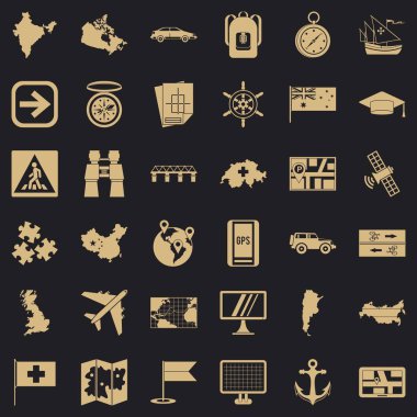 Küre haritacılık Icons set, basit tarzı