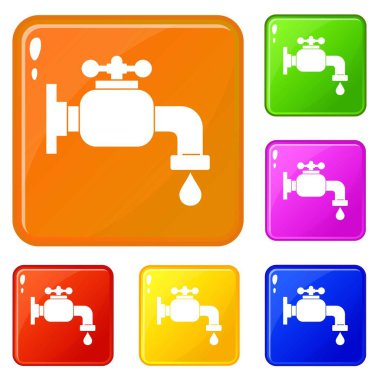 Su dokunun simgeler kümesi vektör renk