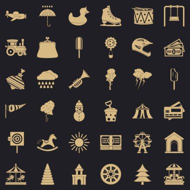 Çocuk kale Icons set, basit tarzı