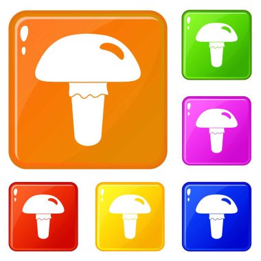 Zehirli mantar simgeler vektör renk ayarlamak