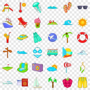 Serin tatil Icons set, karikatür tarzı