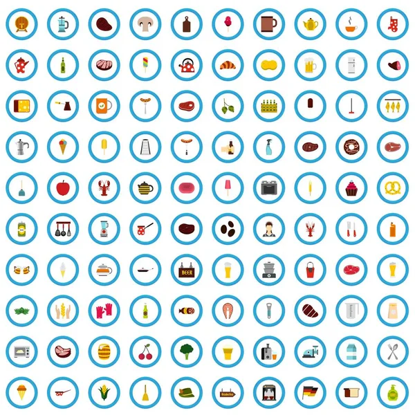 Conjunto de iconos de 100 pub, estilo plano — Archivo Imágenes Vectoriales