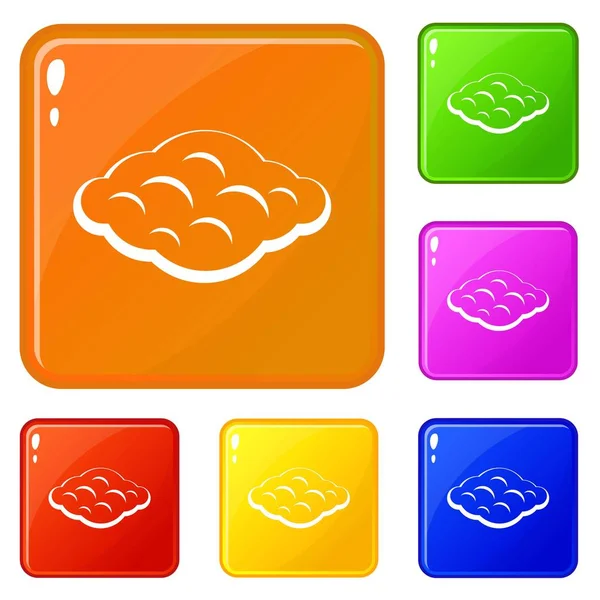 Le icone della nuvola riccia impostano il colore vettoriale — Vettoriale Stock