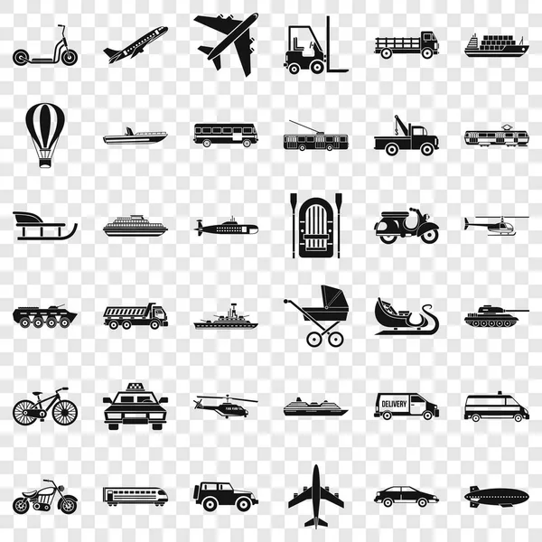Juego de iconos de transporte de trabajo, estilo simple — Archivo Imágenes Vectoriales