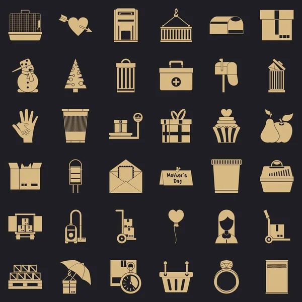 Conjunto de iconos de caja de papel, estilo simple — Vector de stock