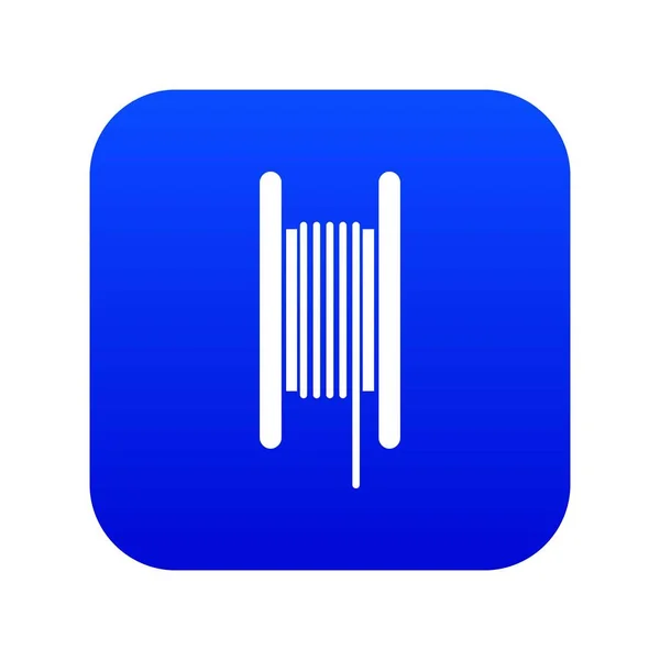 Cable eléctrico en la bobina icono azul digital — Archivo Imágenes Vectoriales