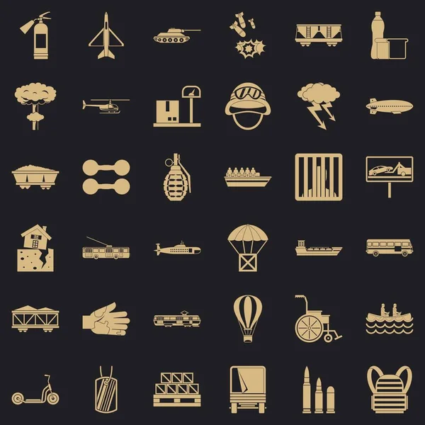 Cargo Icons Set, einfacher Stil — Stockvektor