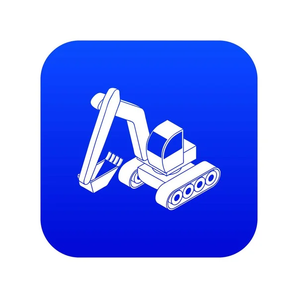 Icona escavatore vettore blu — Vettoriale Stock