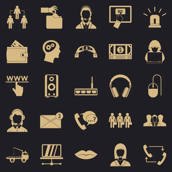Conjunto de iconos de auriculares, estilo simple — Vector de stock