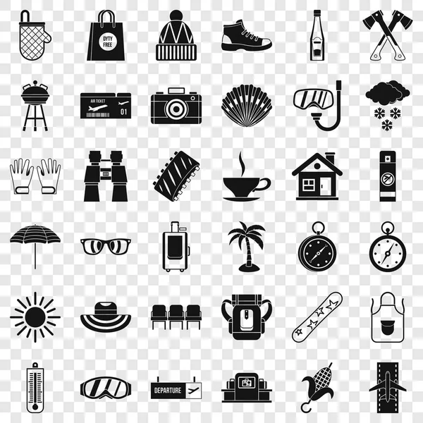 Conjunto de iconos de vacaciones largas, estilo simple — Vector de stock