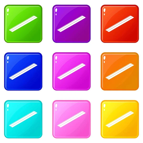 Metal bar icons set 9 kleurencollectie — Stockvector