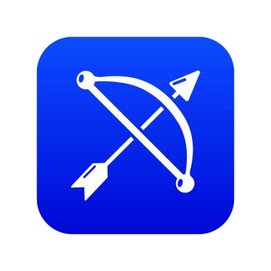 Ortaçağ yay ve ok simgesi mavi vektör