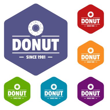 Donut simgeler vektör altı yüzlü