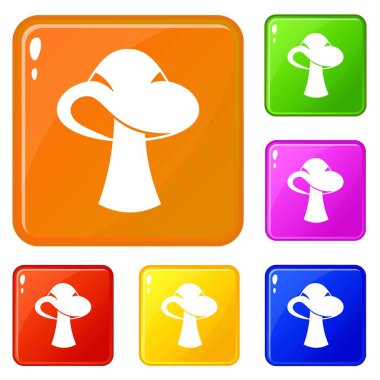 Küçük mantar simgeler vektör renk ayarlamak