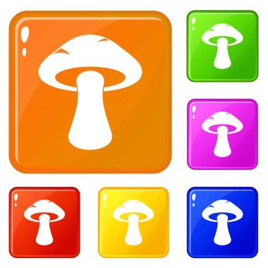 Tübüler mantar simgeler vektör renk ayarlamak