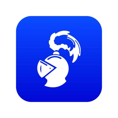 Savaşçı şövalye kask simge mavi vektör