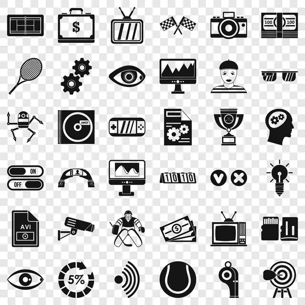 Video file icons set, simple style