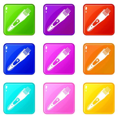 Elektrikli saç kesme makinesi simgeler 9 renk koleksiyonu ayarla