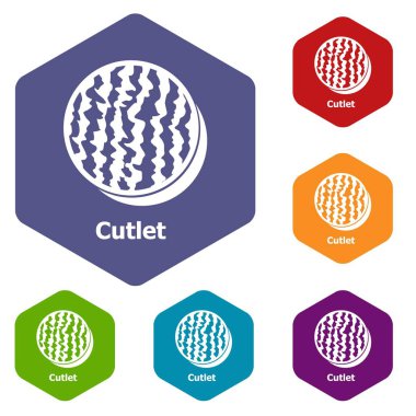 Cutlets simgeler vektör altı yüzlü