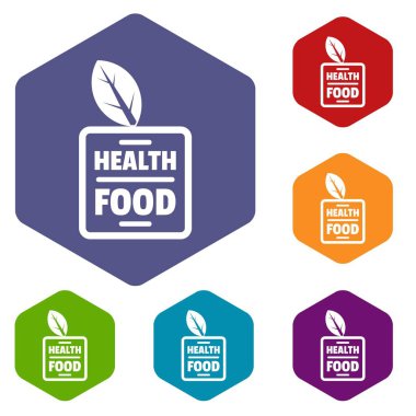 Sağlık Gıda simgeleri vektör altı yüzlü