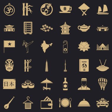 Yiyecek çanak simgeler kümesi, basit tarzı