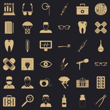 İyi doktor Icons set, basit tarzı