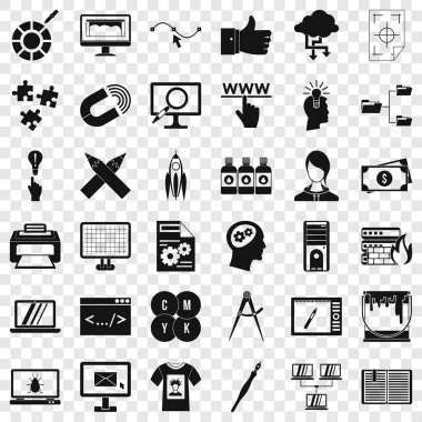 Web yönetimi Icons set, basit tarzı