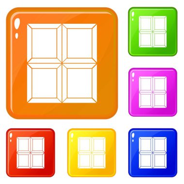 Çikolata parçası simgeler vektör rengi ayarlamak