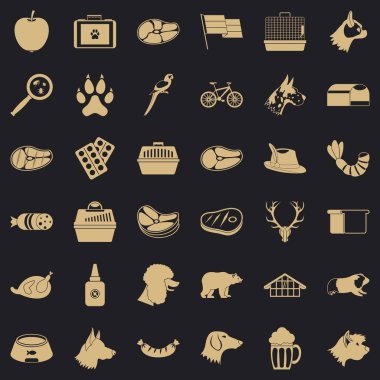 Akıllı köpek Icons set, basit tarzı