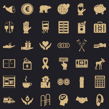 Kan bağışı Icons set, basit tarzı