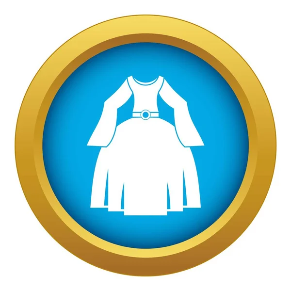 Princesa vestido icono azul vector aislado — Vector de stock
