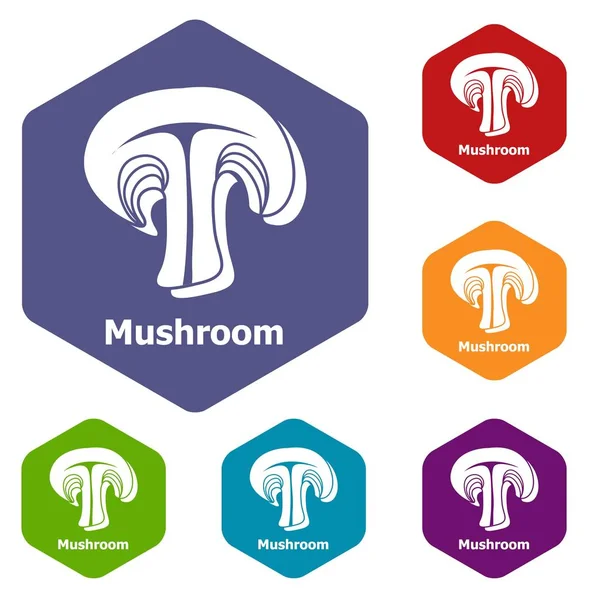 Mushroom icons vector hexahedron — Stock Vector