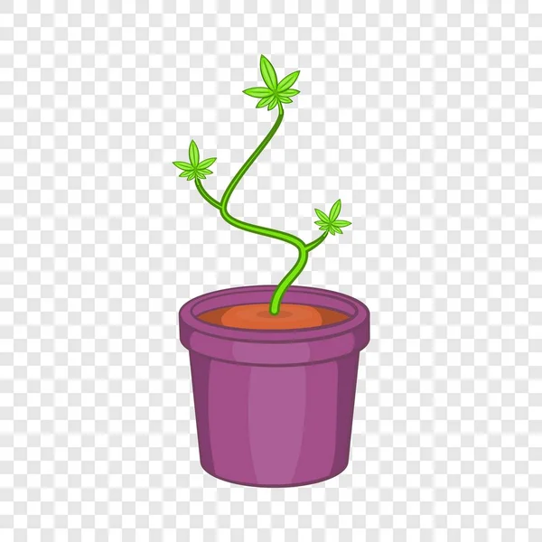 Marijuana in flower pot icon, cartoon style — Stock Vector