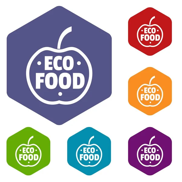 Organiczne ikony żywności wektor pręt sześciokątny — Wektor stockowy