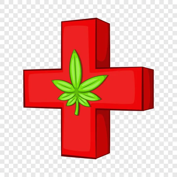 Icono de signo de marihuana medicinal, estilo de dibujos animados — Vector de stock