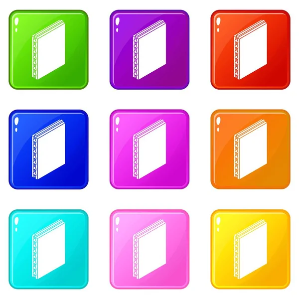 Panel sándwich iconos conjunto 9 colección de colores — Vector de stock