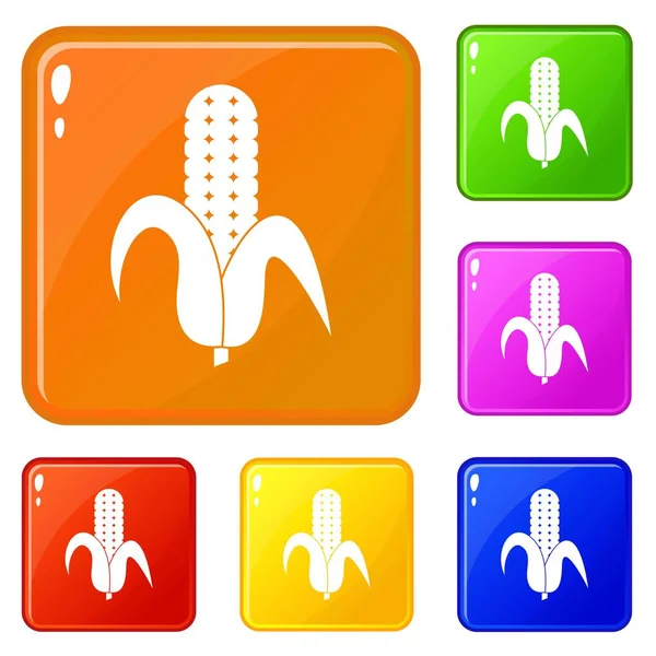 Corncob iconos de color vectorial conjunto — Vector de stock