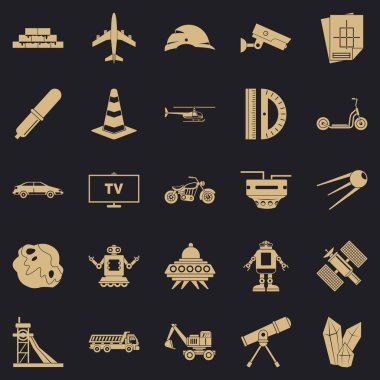 TV Yazılım Icons set, basit tarzı