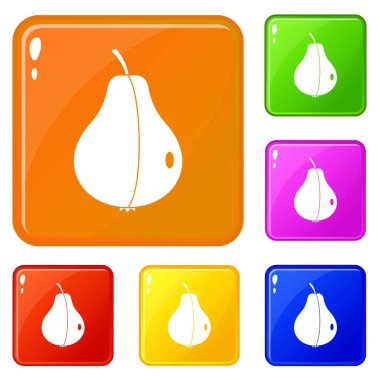 Tüm armut simgeleri vektör renk seti