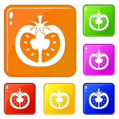 Domates simgelerinin yarısı vektör rengini ayarlamak