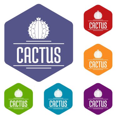 Doğa kaktüs simgeler vektör altı yüzlü