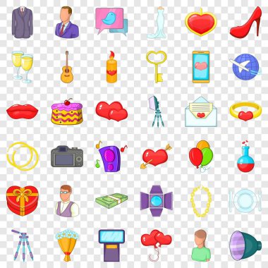 Düğün kutlama simgeler ayarla, tarzı çizgi film