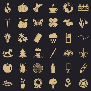 Eko sanat Icons set, basit tarzı